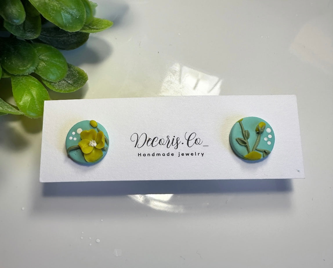 Yellow teal studs