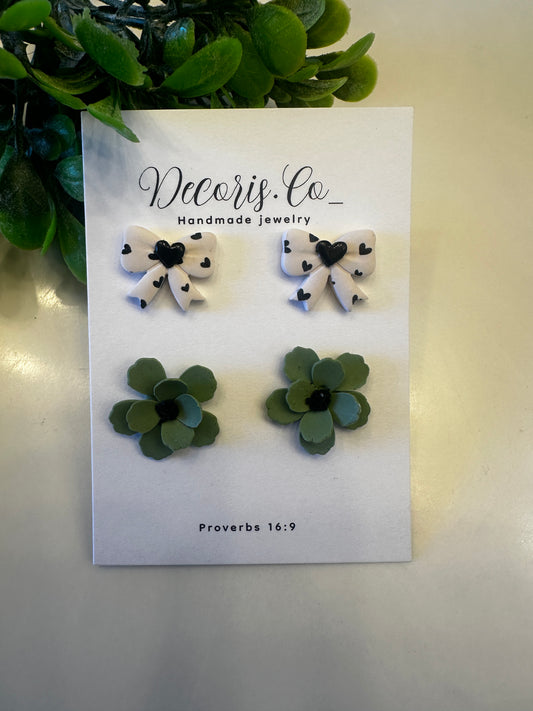 Polka heart stud pack