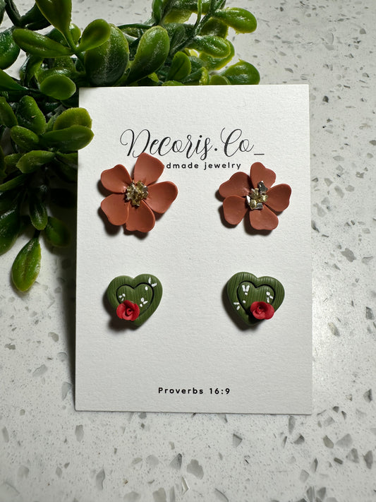 Heart cactus stud pack